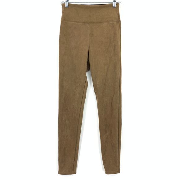 Assets By Spanx Faux Suede Leggings Womens Sz Small Brown Pull On Waist - Picture 1 of 5